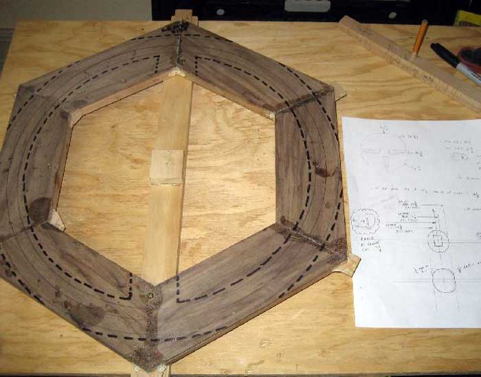 Figure 16: Hexagon blank showing layout of rough-cut lines